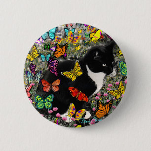 Macaron Rond 5 Cm Taches de rousseur dans les papillons - smoking