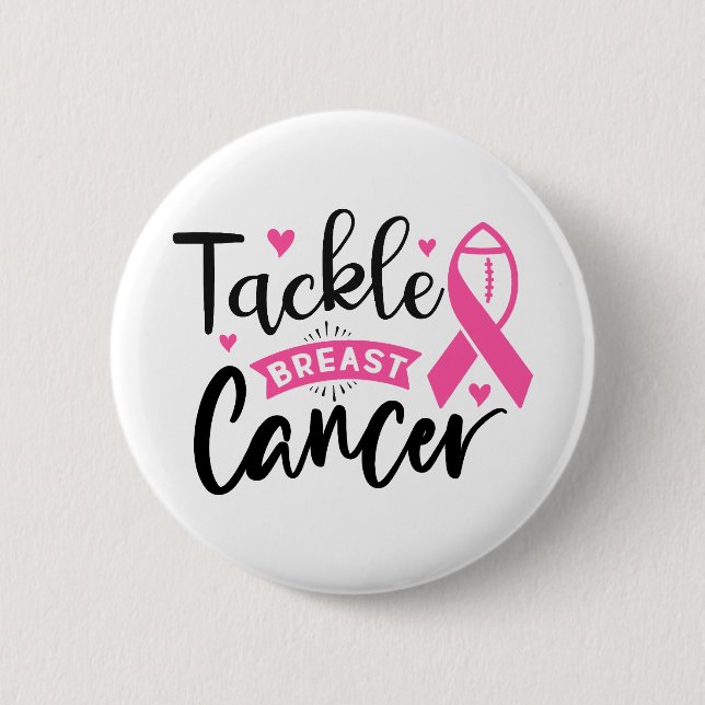 Macaron Rond 5 Cm Tackle Breast Cancer Awareness (Devant)