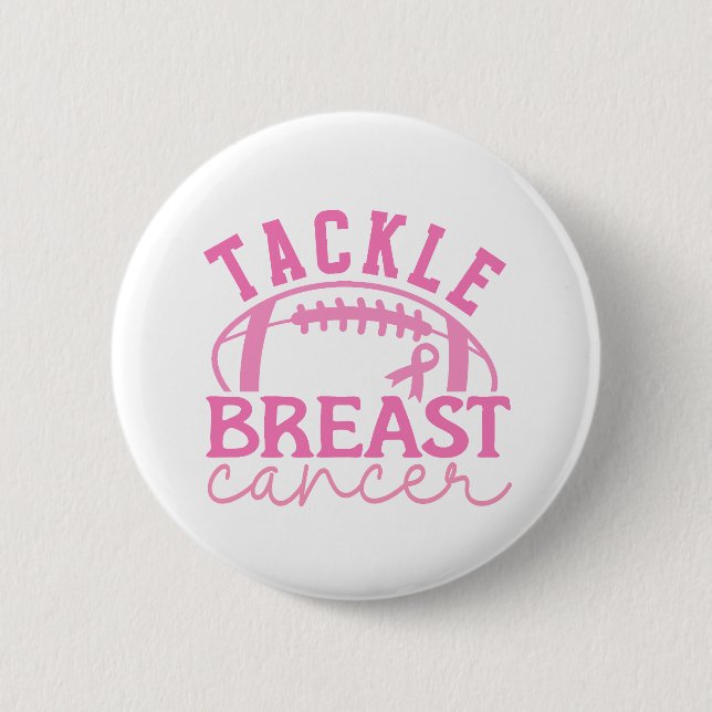 Macaron Rond 5 Cm Tackle Breast Cancer Pink Ribbon Awareness (Devant)