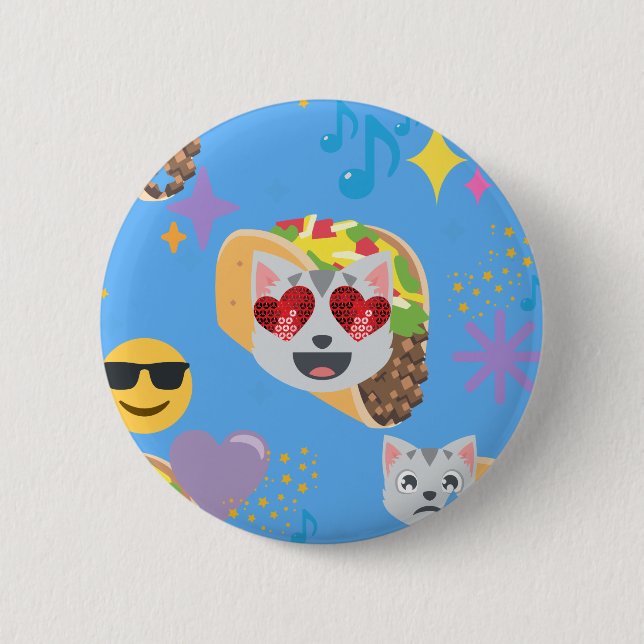 Macaron Rond 5 Cm taco cat emoji (Devant)