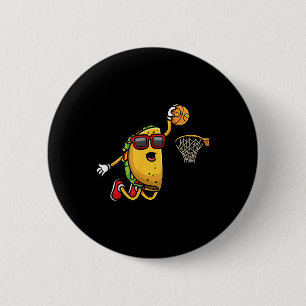 Macaron Rond 5 Cm Taco Jouer Basket-Ball Mexicain Cinco De Mayo Enfa