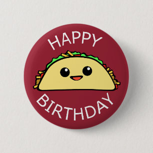 Macaron Rond 5 Cm Taco mignon de joyeux anniversaire