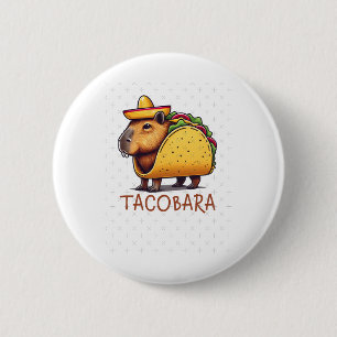 Macaron Rond 5 Cm Tacobara Capybara Dans Un Autocollant Costume Taco