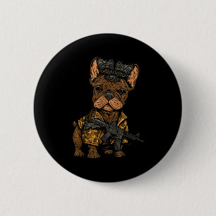 Macaron Rond 5 Cm Tactical Frenchie Drôle de Chien Bouledogue Avec N