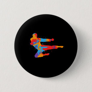 Macaron Rond 5 Cm Taekwondo Colorée Arts Martiaux Hommes Enfants Gar