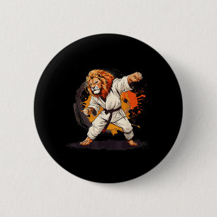 Macaron Rond 5 Cm Taekwondo Judo Kickboxing Lion Jiu-Jitsu Kung Fu