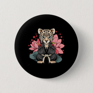 Macaron Rond 5 Cm Taekwondo Leopard Kickboxing Animall Jiu-Jitsu