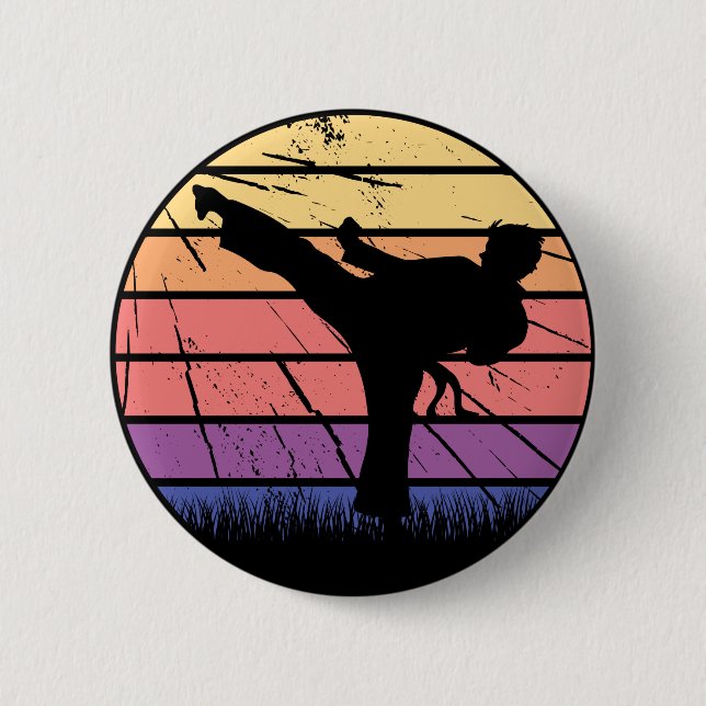 Macaron Rond 5 Cm Taekwondo Martial Art Master Black Belt Design (Devant)