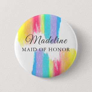 Macaron Rond 5 Cm Tag de nom personnalisé du Mariage arc-en-ciel Mai