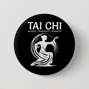 Macaron Rond 5 Cm Tai Chi Qigong Grue Arts Martiaux Yoga Méditation