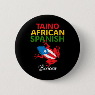 Macaron Rond 5 Cm Taino Africain Espagnol Coqui Porto Rico Drapeau B