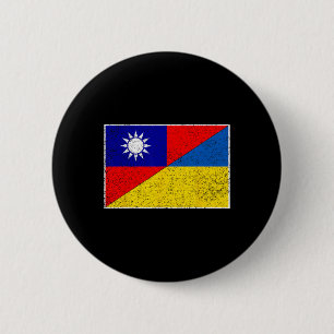 Macaron Rond 5 Cm Taïwan Drapeau Ukraine Taïwanais Soutien Ukrainien