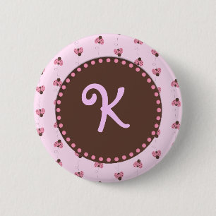 Macaron Rond 5 Cm Talent de bouton de monogramme de coccinelle
