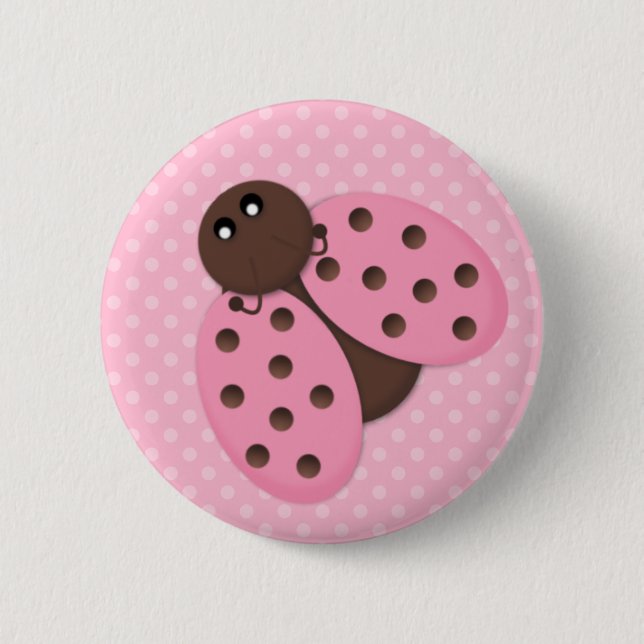 Macaron Rond 5 Cm Talent rose de bouton de coccinelle (Devant)