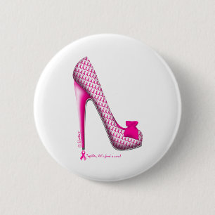 Macaron Rond 5 Cm Talon de ruban de rose de conscience de cancer du