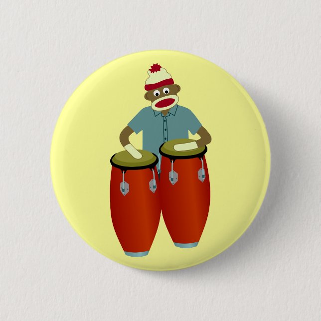 Macaron Rond 5 Cm Tambours de Conga de singe de chaussette (Devant)