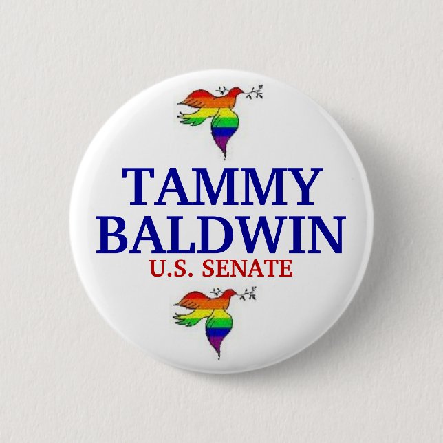 Macaron Rond 5 Cm Tammy Baldwin POUR le SÉNAT (Devant)