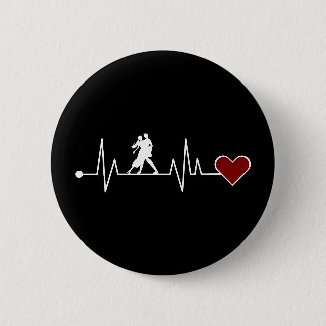 Macaron Rond 5 Cm Tango Dance Couple Danser cadeau Heartbeat (Devant)