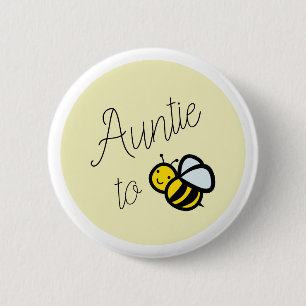 Macaron Rond 5 Cm Tante à abeille Baby shower Bouton jaune