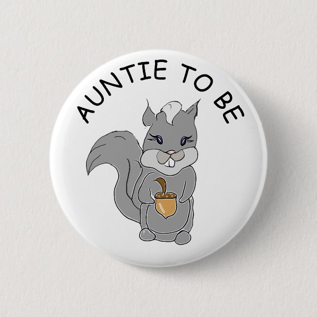 Macaron Rond 5 Cm Tante à être, Baby shower Button Little Raccoon (Devant)