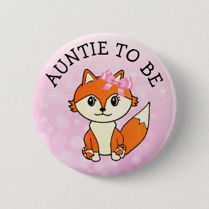 Macaron Rond 5 Cm Tante à être baby shower de Fox d'animaux de forêt