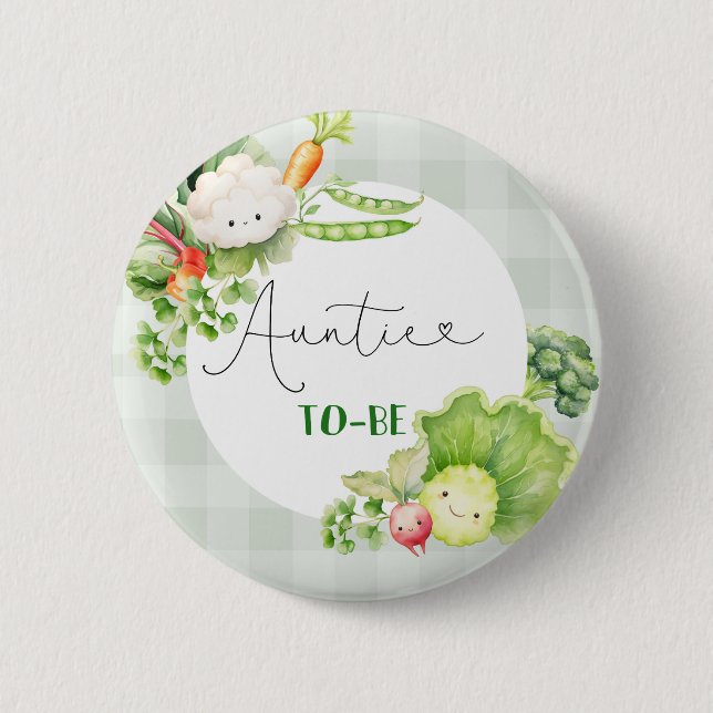Macaron Rond 5 Cm Tante à être légumes cultivé localement bébé (Devant)