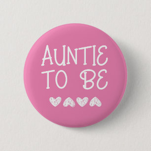 Macaron Rond 5 Cm Tante à être rose Coeurs Baby shower Bouton