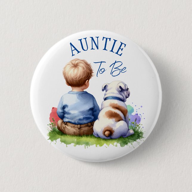 Macaron Rond 5 Cm Tante | Baby shower Baby and Bulldog (Devant)