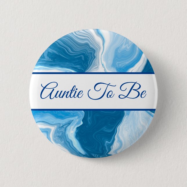 Macaron Rond 5 Cm Tante | Bouton Baby shower du garçon (Devant)