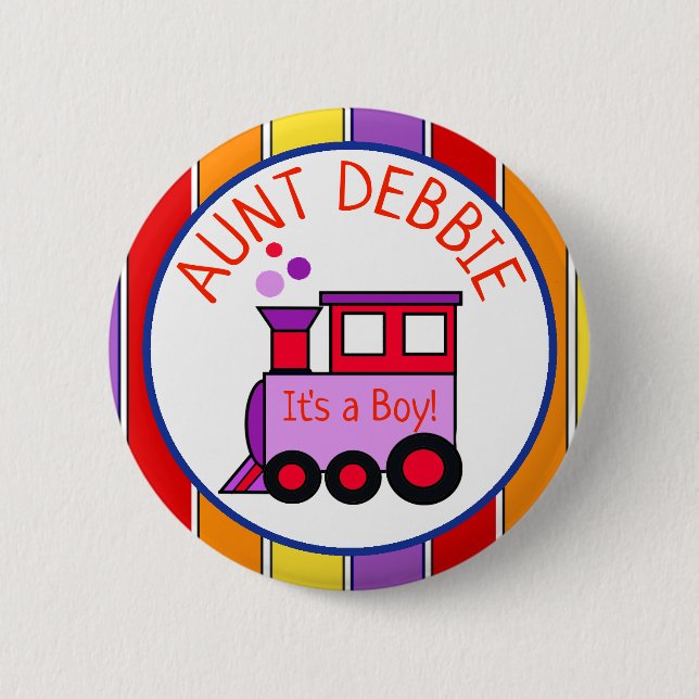 Macaron Rond 5 Cm Tante de Baby shower de train personnalisée (Devant)