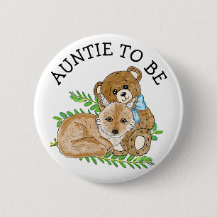 Macaron Rond 5 Cm Tante d'être Fox et Teddy Bear Baby shower
