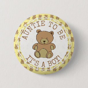 Macaron Rond 5 Cm Tante d'être Teddy Bear It a Boy Button