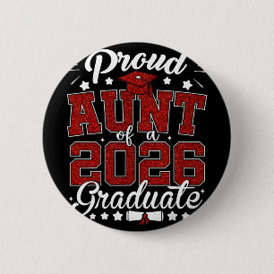 Macaron Rond 5 Cm Tante fière d'un diplômé senior 2026 Promotion 202