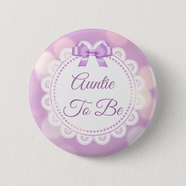 Macaron Rond 5 Cm Tante pourpre pour être Baby shower (Devant)