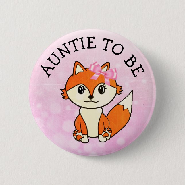 Macaron Rond 5 Cm Tante to Be Forest Animaux Fox Baby shower (Devant)