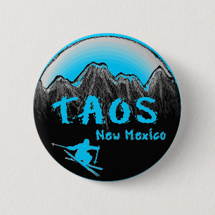 Macaron Rond 5 Cm Taos Nouveau-Mexique skieur artistique