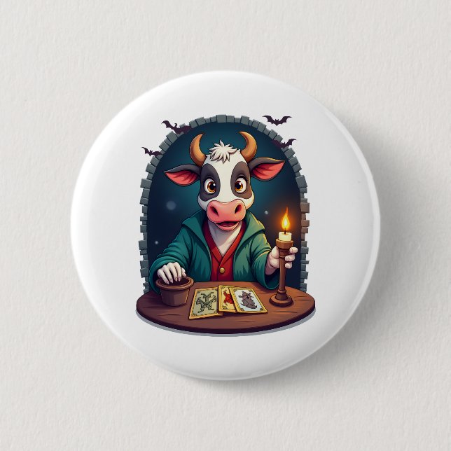 Macaron Rond 5 Cm Tarot de vache de la terreur (Devant)
