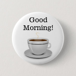 Macaron Rond 5 Cm Tasse bonjour de bouton de café