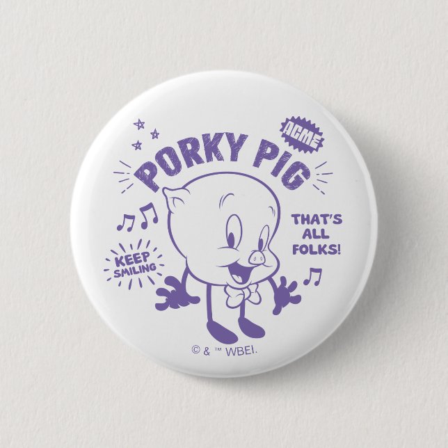 Macaron Rond 5 Cm Tasty Retro Porky Pig (Devant)