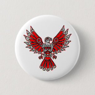Macaron Rond 5 Cm Tatouage au Totem de pierre de Thunderbird de Haid