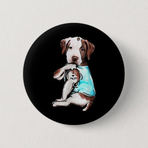 Macaron Rond 5 Cm Tatouage de chien Pitbull J'aime maman Fête des mè