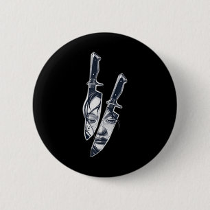 Macaron Rond 5 Cm Tatouage de la fille couteau