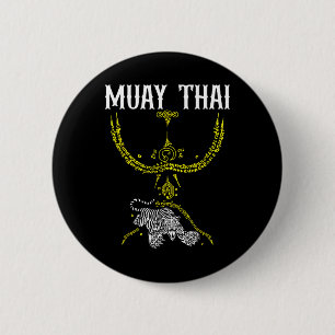 Macaron Rond 5 Cm Tatouage de tigre de kickboxing Muay Thai Sak Yant