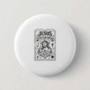 Macaron Rond 5 Cm Tatouage flash Jésus Christianisme Tatouage flash