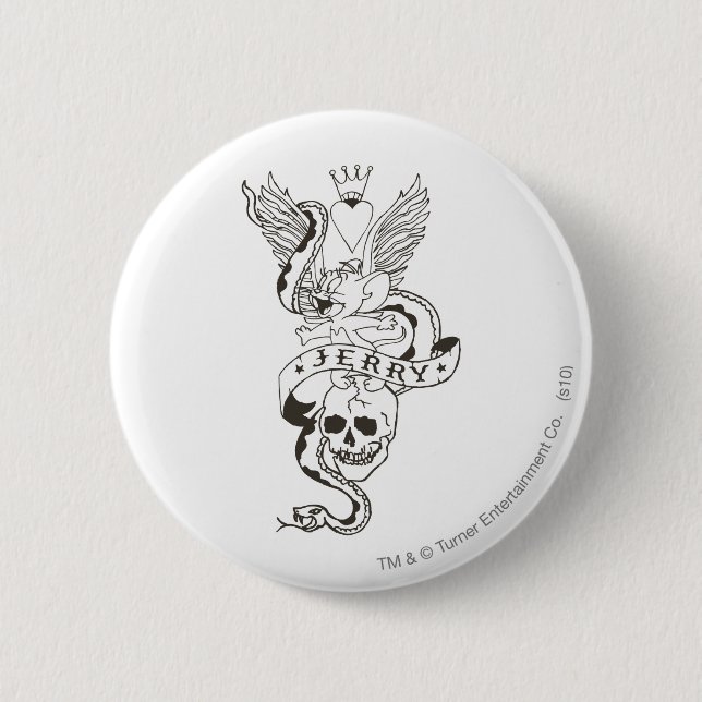 Macaron Rond 5 Cm Tatouage tordu Jerry 1 (Devant)
