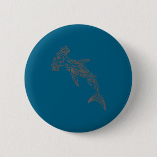 Macaron Rond 5 Cm Tatouage tribal polynésien hawaïen de requin marte