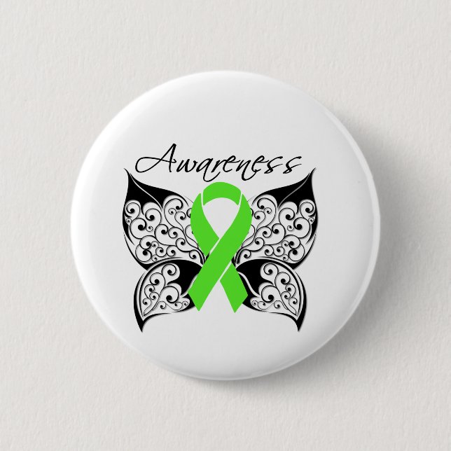 Macaron Rond 5 Cm Tattoo Butterfly Awareness Lymphome non-Hodgkin (Devant)