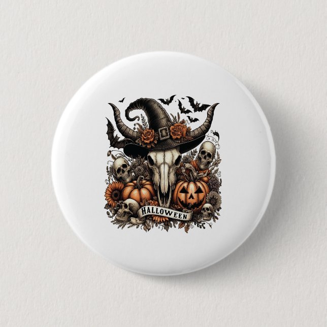 Macaron Rond 5 Cm Taureau Halloween Vache (Devant)