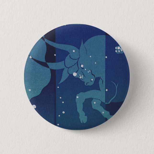 Macaron Rond 5 Cm Taurus Bull Constellation Astrologie Zodiaque Vint (Devant)