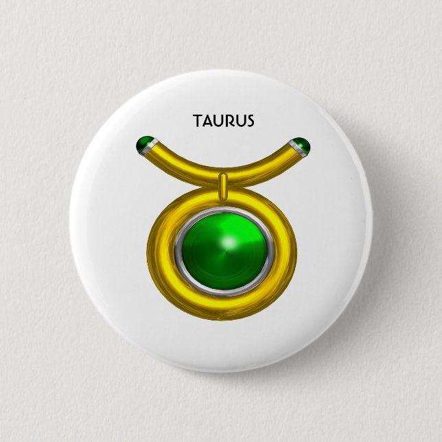 MACARON ROND 5 CM TAURUS /OR, EMÉRALD VERT SIGNE ZODIAC JEWEL (Devant)